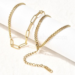 304 Stainless Steel Half Paperclip Chain & Twisted Chain Necklaces for Women&nbsp;NJEW-Z091-11G
