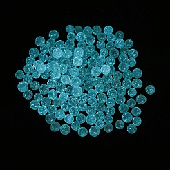 暗闇で光る透明ガラスラウンドビーズ  穴なし/ドリルなし  空色  5mm  約2800個/袋&nbsp;GLAA-F124-B07