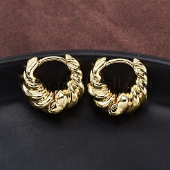 ツイストリングラックメッキ真鍮フープピアス女性用  長持ちメッキ  鉛フリー＆カドミウムフリー  18KGP本金メッキ  14x6.5x15mm  ピン：1mm&nbsp;EJEW-H091-14G