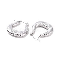 変色しない304ステンレススチール製フープピアス（女性用）  ティアドロップ  ステンレス鋼色  22x20x3.5mm  ピン：0.8mm&nbsp;EJEW-F287-10P