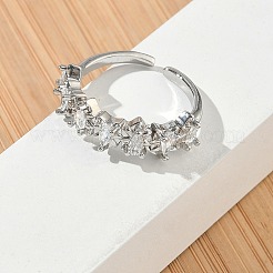 Brass Micro Pave Cubic Zirconia Cuff Open Rings&nbsp;RJEW-C163-02P