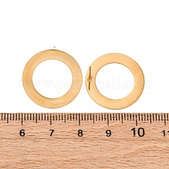 304ステンレススチールスタッドピアス金具  フラットラウンド  イオンプレーティング（ip）  ゴールドカラー  21mm  内径：14mm  ピン：1mm&nbsp;STAS-D371-04G