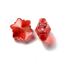透明ガラスビーズ  クリスマススノーフレーク  レッド  11.5x10.5x7.5mm  穴：1mm&nbsp;GLAA-B007-01I