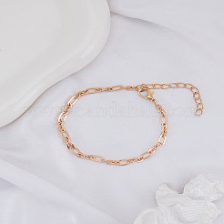 女性用ステンレススチールペーパークリップチェーンブレスレット1個  ゴールドカラー  7-1/4インチ（18.25cm）&nbsp;BJEW-LP0002-24G