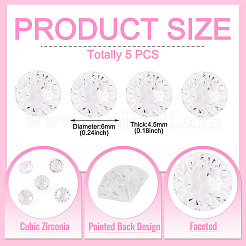キュービックジルコニアカボション  多面カット  ダイヤモンド  透明  6x4.5mm&nbsp;ZIRC-TA0001-31
