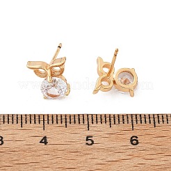 Owl Brass Micro Pave Cubic Zirconia Stud Earrings for Women&nbsp;EJEW-G428-10G-01