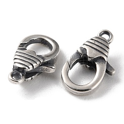 タイスターリングシルバーカニカン925個  ストライプ  スタンプ925個付き  アンティークシルバー  13x8x4mm  穴：1.2mm&nbsp;STER-D003-47AS