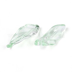 ベーキングペイント透明ガラスペンダント  葉  淡緑色  26~26.5x9~9.5x6.5~7.5mm  穴：1.2~1.5mm  約917個/1000g&nbsp;DGLA-N014-01E