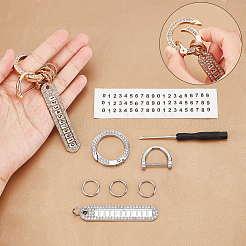 4セット2色DIY数字チャームキーホルダー作成キット  ラインストーン付きアロイキーホルダークラスプを含む  紙のステッカー  鉄の道具  ゴールデン·ステンレス鋼色  2セット/カラー&nbsp;DIY-CA0004-48