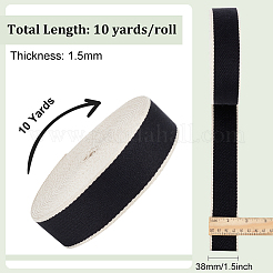 10ヤードのポリコットンリボン  服飾材料  フラット  ブラック  1-1/2インチ（38mm）&nbsp;OCOR-WH0080-75A