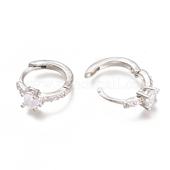 Brass Micro Pave Clear Cubic Zirconia Huggie Hoop Earrings&nbsp;ZIRC-H102-13P