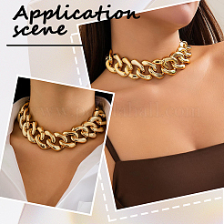 1Pc Aluminum Chunky Cuban Link Chain Choker Necklaces for Women&nbsp;NJEW-SP0001-11LG