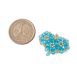シードビーズ ビーズチャーム  ハートペンダント  ディープスカイブルー  25x33x8.5mm  穴：4mm&nbsp;PALLOY-MZ00341-04