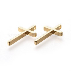 真鍮チャーム  長持ちメッキ  クロス  18KGP本金メッキ  23.5x13x3mm  穴：1.2mm&nbsp;KK-F783-07G