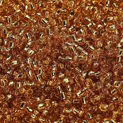 トーホー 6/0ラウンドビーズ  日本製シードビーズ  （22b）シルバーの裏地付きミディアムトパーズ  4mm  穴：1.5mm  約840個/50g&nbsp;SEED-XTR06-0022B