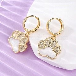 Brass Clear Cubic Zirconia Hoop Earrings&nbsp;LS-EJEW-Q042-03B-G