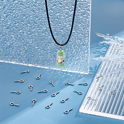 304ステンレススチール製スクリューアイピンペグベイル300個  片穴パーツ用  ステンレス鋼色  12x5x1mm  穴：2.5mm&nbsp;STAS-UN0043-49
