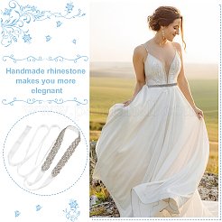 Rhinestone Flower Bridal Belt for Wedding Dress&nbsp;AJEW-WH0515-23B