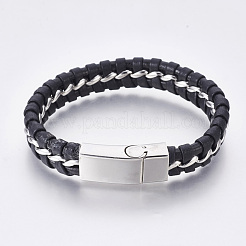 Leather Braided Cord Bracelets&nbsp;BJEW-E350-08B