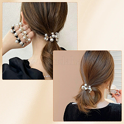 3Pcs 3 Colors Plastic Imitation Pearl with Rhinestone Elastic Hair Ties&nbsp;OHAR-DJ0001-12