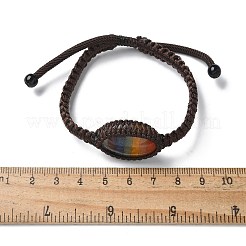 調節可能な楕円形のチャクラ天然宝石編みビーズブレスレット  内径：2-1/8~3-1/8インチ（5~8cm）&nbsp;BJEW-H626-02-06