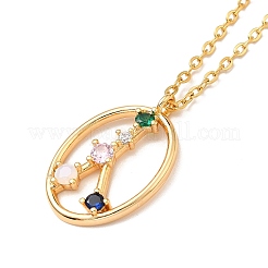 カラフルなキュービックジルコニア星座ペンダントネックレス  女性用ゴールデン 304 ステンレススチール ジュエリー  蟹座  15.75インチ（40cm）&nbsp;NJEW-H166-01G