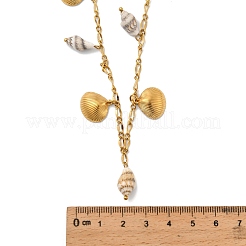 Summer Beach Natural Shell & 304 Stainless Steel Shell Shape Pendant Necklaces for Women&nbsp;NJEW-A059-01G