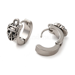 Skull Shape 304 Stainless Steel Hoop Earrings Findings&nbsp;STAS-Q317-01AS
