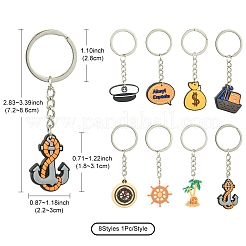 8Pcs 8 Styles Cartoon PVC Pendant Keychain&nbsp;KEYC-FS0001-07