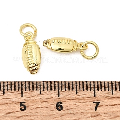 スポーツ用真鍮チャーム  ゴールドカラー  ラグビーのチャーム  13x5.5x4mm  丸カン：5x1ミリ  3mm内径&nbsp;KK-A289-04A-G