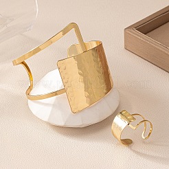 Hammered Trapezoid Alloy Cuff Bangles & Cuff Rings Sets&nbsp;WG7844D-01