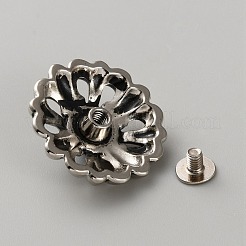 アンティークシルバー合金装飾リベット  合成ターコイズとネジ付き  財布用  バッグ  革工芸装飾  花  ディープスカイブルー  25x8.8mm  穴：2.6mm&nbsp;FIND-TAC0027-20B