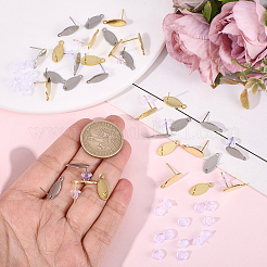 32Pcs 2 Colors 304 Stainless Steel Stud Earring Findings&nbsp;STAS-BBC0008-92