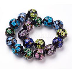 Handmade Inner Flower Lampwork Beads Strands&nbsp;LAMP-L072-D08