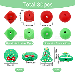 80Pcs 6 Style Food Grade Eco-Friendly Silicone Beads&nbsp;SIL-CA0001-64