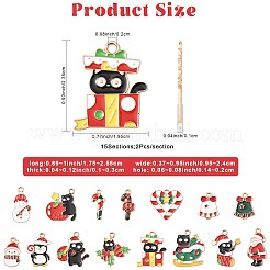 30 個 15 スタイルのクリスマス合金エナメルペンダント  ライトゴールド  混合図形  17.5~25.5x9.5~24x1~3mm  穴：1.4~2mm  2個/スタイル&nbsp;XMAS-FS0001-01