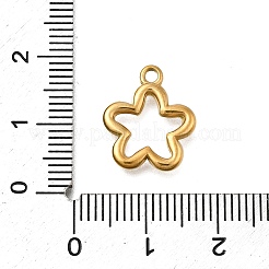 304ステンレスペンダント  中空の花のチャーム  イオンプレーティング（ip）  18KGP本金メッキ  15.5x13x2mm  穴：1.6mm&nbsp;STAS-C119-18G