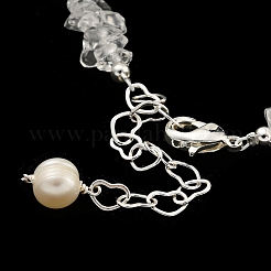 Natural Quartz Crystal Rock Crystal Chips Beaded Bracelets&nbsp;BJEW-M315-02P