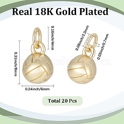 真鍮製ペンダント20個  ボールチャーム  丸カン付き  18KGP本金メッキ  8x6mm  穴：2.3mm&nbsp;KK-SC0007-69