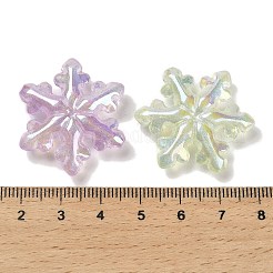 クリスマス スノーフレーク UV メッキ 光る レインボー 玉虫色 アクリル ビーズ  キラキラビーズ  暗闇で光る  ミックスカラー  29.5x27x7.5mm  穴：1.8mm&nbsp;LACR-R001-07A