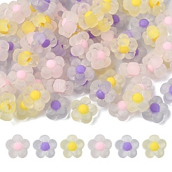 90個3色透明アクリルビーズ  艶消し  二層ビーズ  花  ミックスカラー  12x12.5x6mm  穴：2.5mm  30個/カラー&nbsp;TACR-YW0002-24