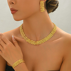 Vintage Hollow Chain Weave Iron Stud Earrings & Necklaces & Bracelets Sets for Women's Party Wedding&nbsp;BU8711