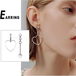 304ステンレススチールリンクリング  ハート  ステンレス鋼色  10~18x11.5~19.5x0.8mm  36個/箱&nbsp;STAS-UN0007-03P