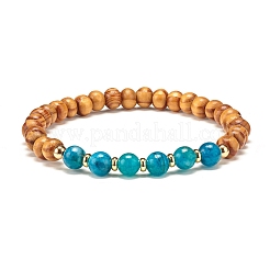 Natural Wood Round Beads Stretch Bracelets Sets&nbsp;BJEW-JB07347