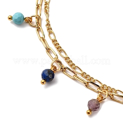 2Pcs Brass Figaro Chain & Paperclip Chains Anklets&nbsp;AJEW-AN00723