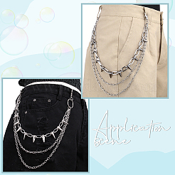 1Pc Unisex Rivet Alloy 3 Layered Waist Chain Belts&nbsp;AJEW-CY0002-26P