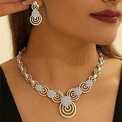 Alloy Crystal Rhinestone Vortex Link Chain Necklace & Stud Earring Sets&nbsp;FS-WG0FFE3-01