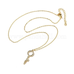 Brass Micro Pave Cubic Zirconia Ring Key Pendant Necklaces for Women&nbsp;NJEW-R027-03G-03