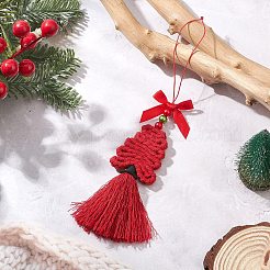 ポリエステルタッセルパーツ  アクリルビーズで  クリスマスツリー  レッド  240~250x45x18mm&nbsp;HJEW-JM04479-01