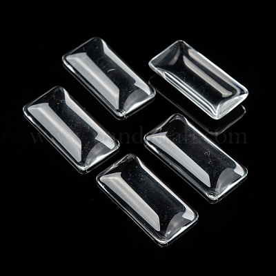 Transparent Rectangle Glass Cabochons&nbsp;GGLA-R025-38x19-1